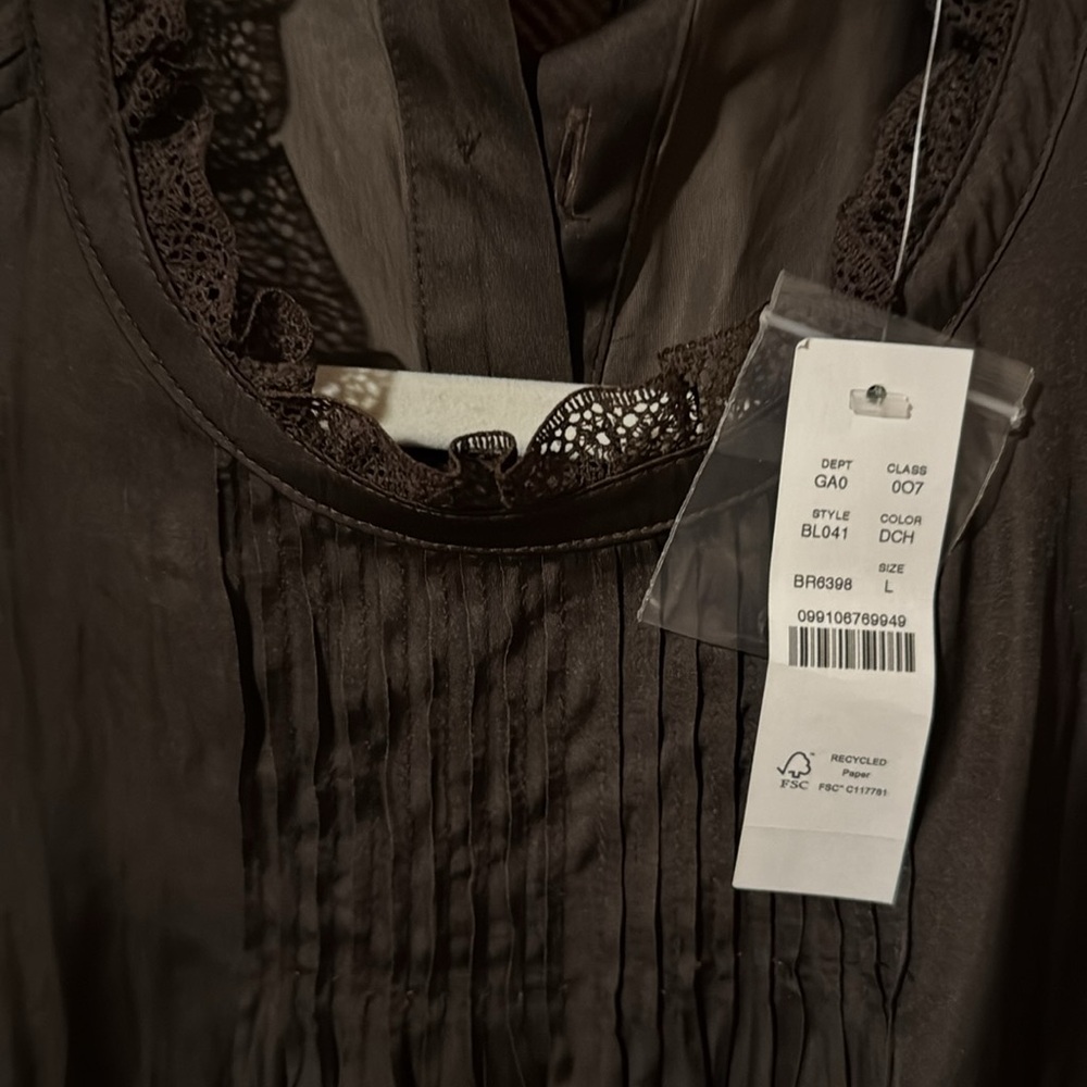 NWT Jcrew Dark Brown Silky Blouse L - Picture 6 of 9